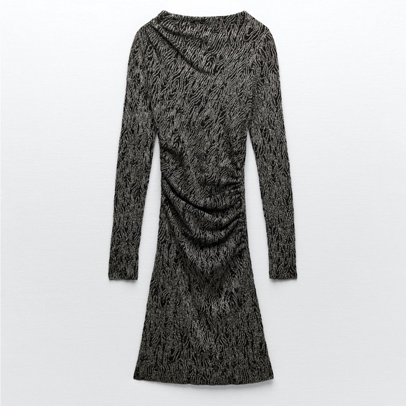 ZARA LONG SLEEVE KNIT DRESS WITH METALLIC THREAD - Picture 9 of 14